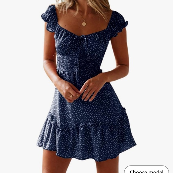 Fall Ruffle Sleeve Sweetheart Neckline Printing Dress Mini Dress - Picture 1 of 3